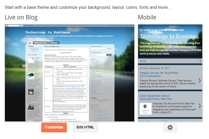Customize Blogger Site Theme