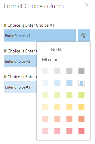 No Code Column Formatting Choice Field Type