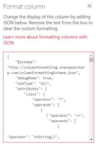 Format Column JSON