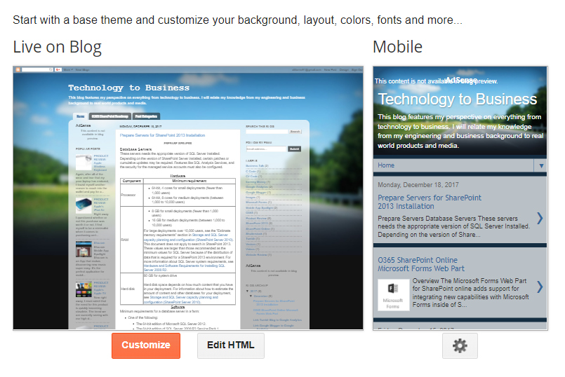 Google Blogger Customize Layout