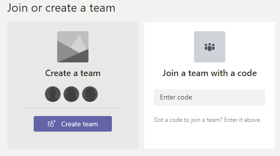 Join or Create Microsoft Team