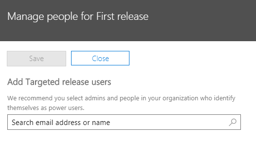 Manage People for First Release