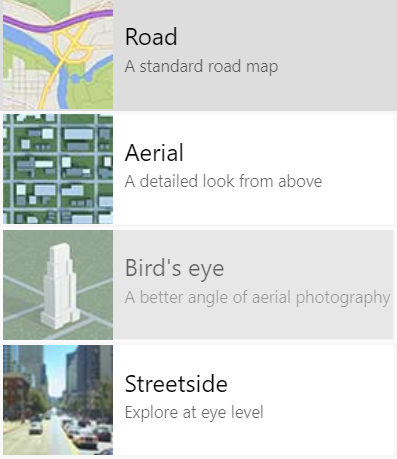Bing Maps View Options