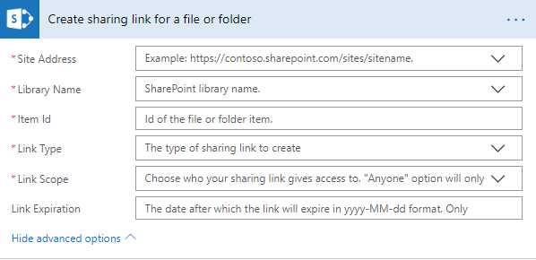 Microsoft Flow Tenant-shareable links