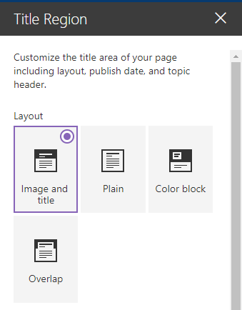 Page Title Region Layout Options