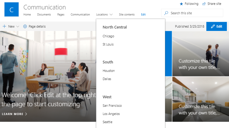 SharePoint Mega Menu Tablet View