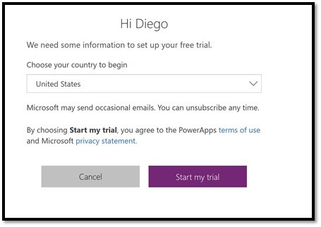 Office 365 Self-Service Trial Message