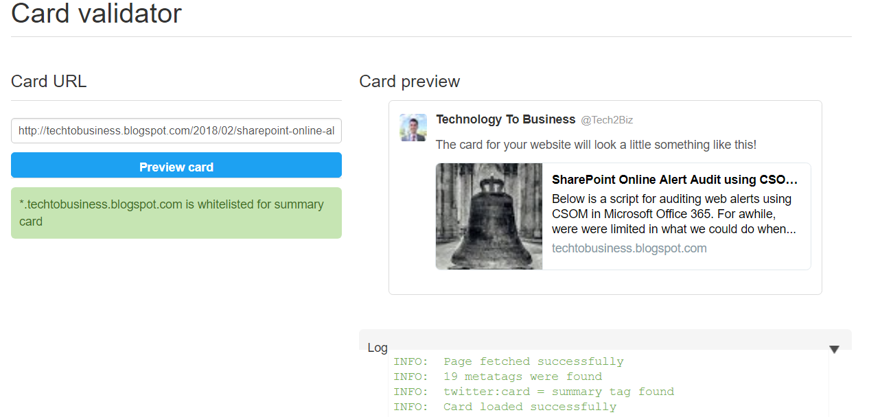 Twitter Summary Card Validator