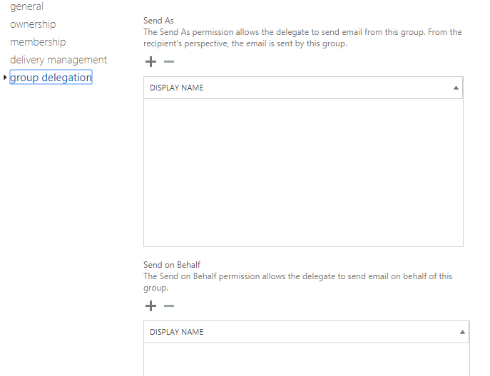 Authorize send as User or Group Delegation Exchange