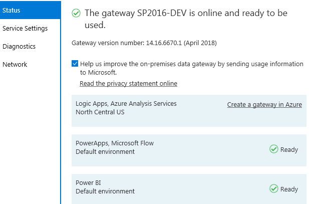 Verify Azure Gateway Status