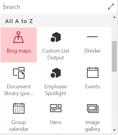 Web Part Selector Bing Maps